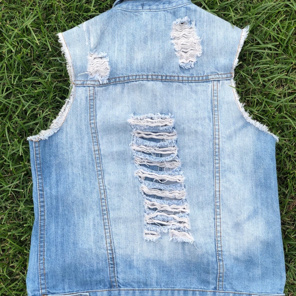 Distressed Denim Vest - Picture 3 of 4